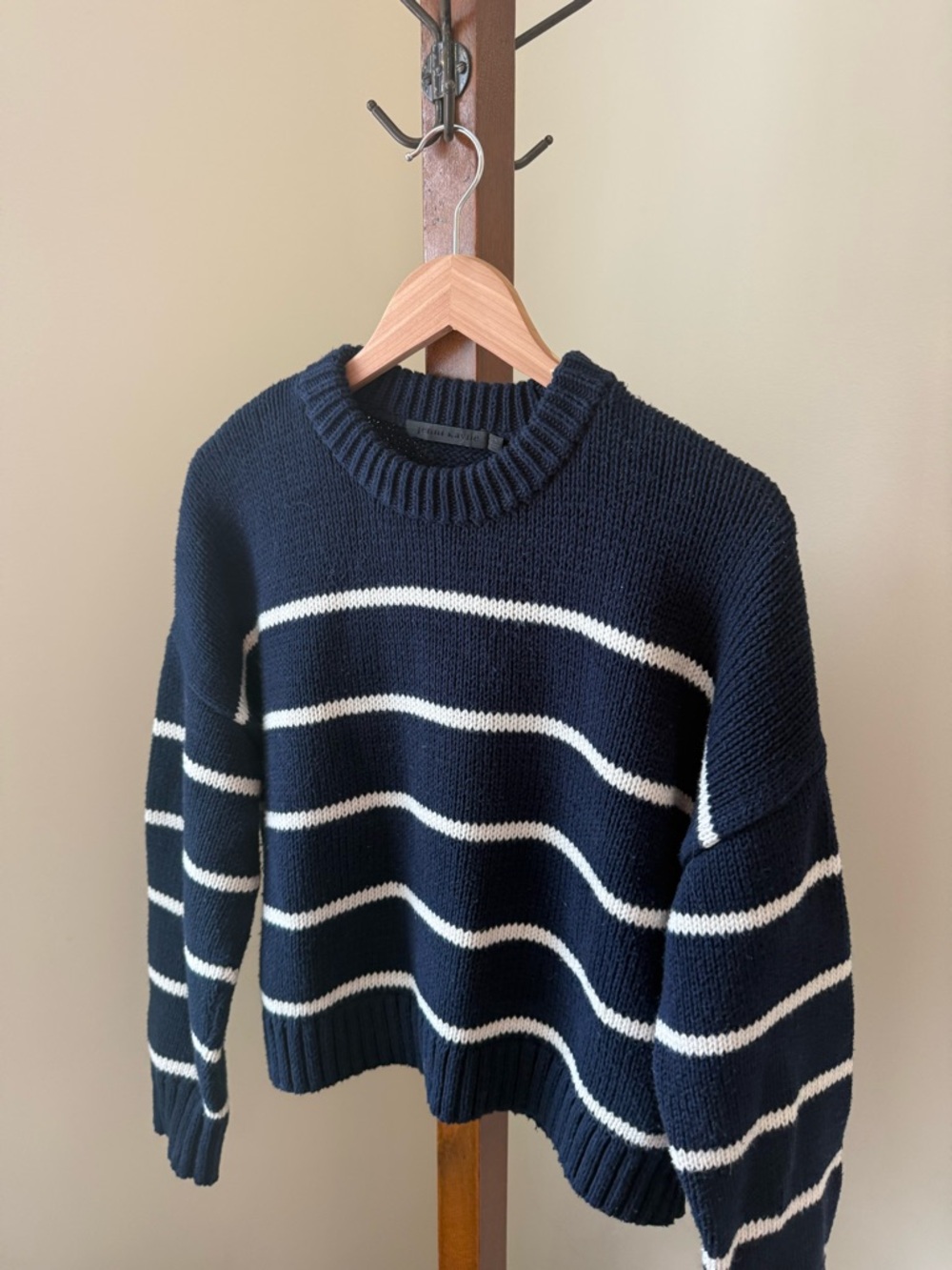 Jenni Kayne Navy and White Striped Crewneck Sweater - Picture 2 of 5
